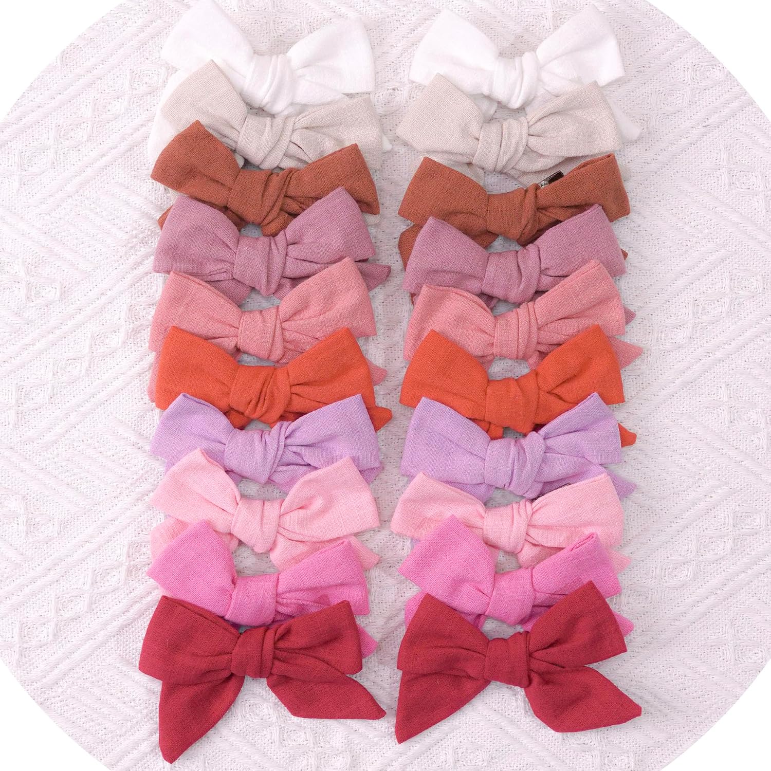 CÉLLOT Girls Hair Bows Linen Fabric 3.5" Bows Alligator Clips for Toddlers