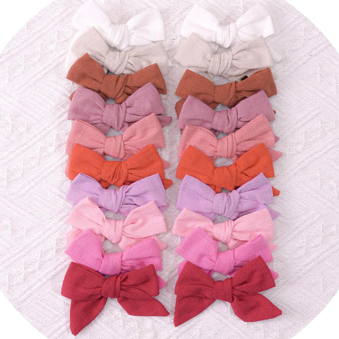 CÉLLOT Girls Hair Bows Linen Fabric 3.5" Bows Alligator Clips for Toddlers