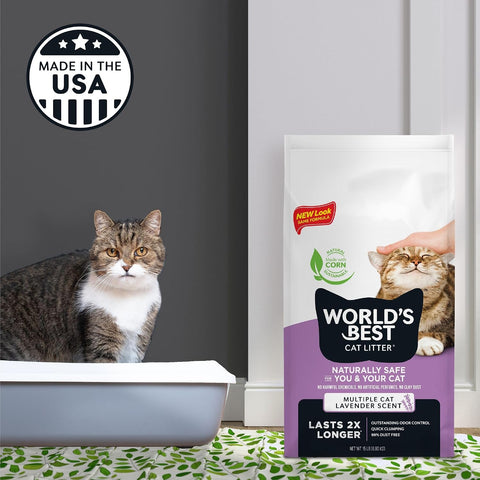 World's Best Cat Litter Lavender Scented, Long-Lasting Odor Control, 32 lb Bag