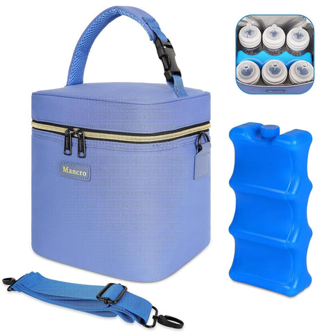 Mancro Baby Bottle Bag with Insulated Cooler, Fits 6 Baby Bottles Up to 9oz
