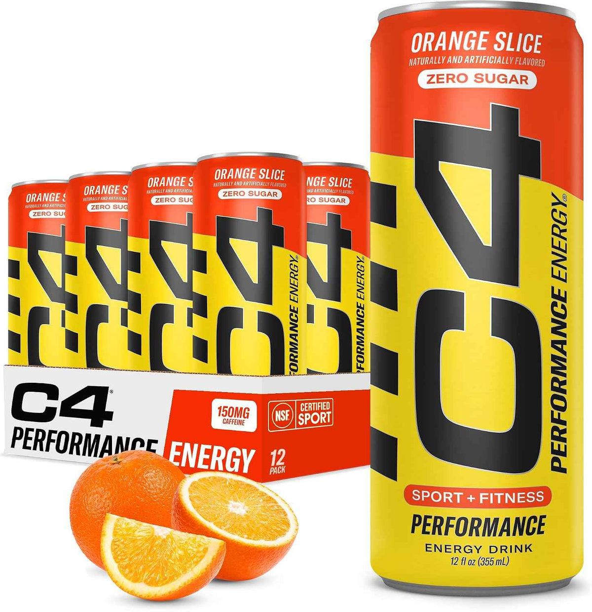 C4 Performance Energy Drink with Zero Sugar, 150mg Caffeine, 12 Fl Oz 12pk