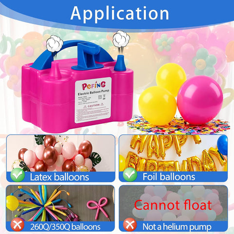 PCFING Balloon Pump Electric and Balloon Tying Tool in One with Dual Nozzle