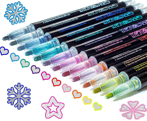 Muchchute Outline Markers Glitter Pens,12 Shimmer Toy Tween Teen Girl Gifts