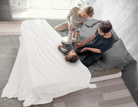 Utopia Bedding 100% Cotton Waffle Blanket Queen Size White, 90x90 Inch