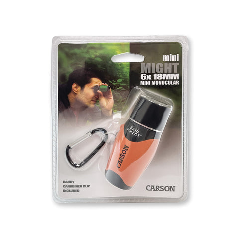 Carson MiniMight 6x18mm Pocket Monocular with Carabiner Clip, Orange (MM-618CO)