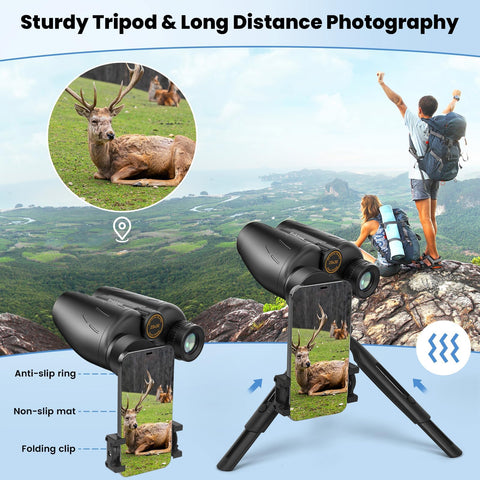 25X30 HD Binoculars for Adults with Universal Phone Adapter,Tripod and Tripod Adapter- Large View Binoculars with Super Bright - Waterproof Binoculars for Bird Watching,Hunting,Theater and Concerts