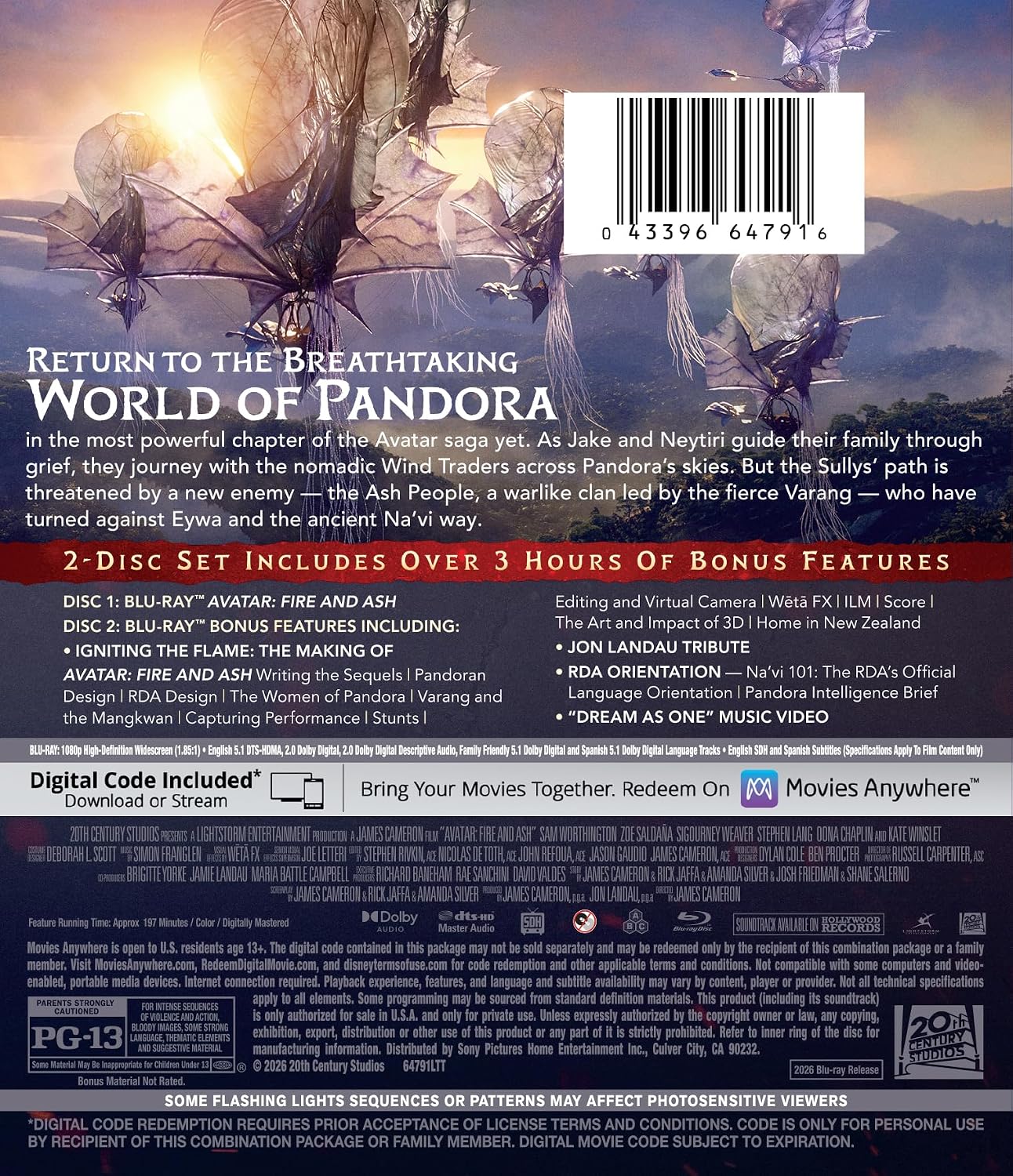 Avatar: Fire And Ash - Blu-ray + Bonus Disc + Digital