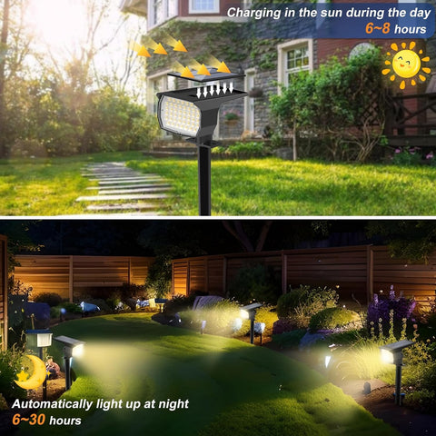 WENATY Solar Spot Lights Outdoor Waterproof Spotlight, 2 Pack, Warm White