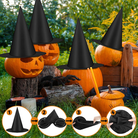 Luces 24 PCS Witches Hats Halloween Decor, Thick Hanging Witch Front Porch