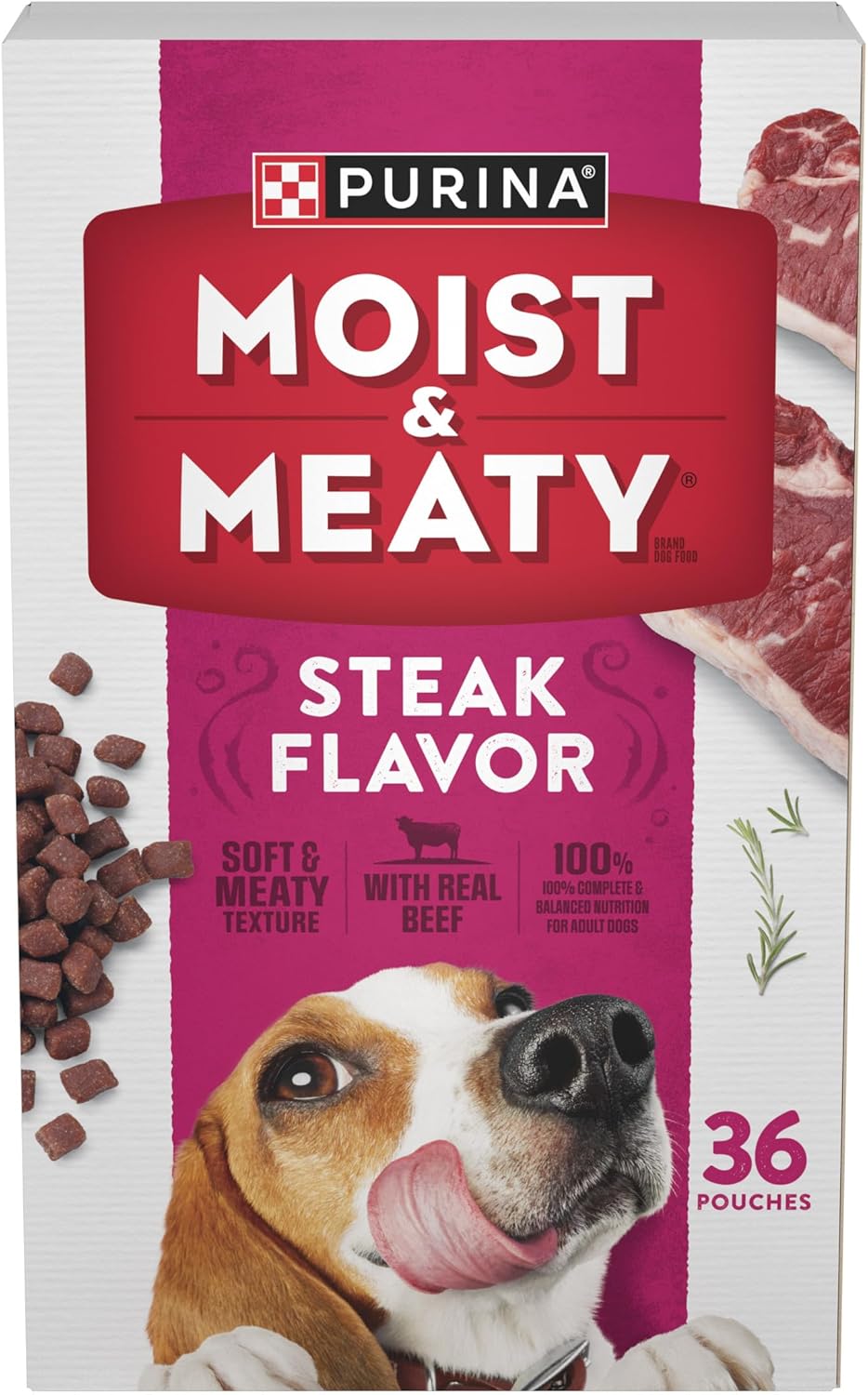 Purina Moist & Meaty Soft Dog Food Pouches, 36 ct