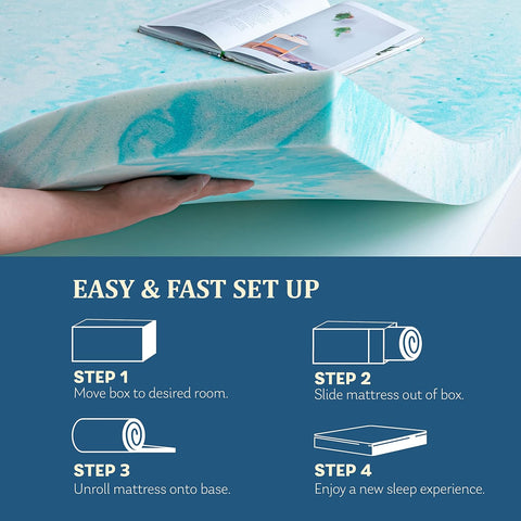 EGO 2 Inch Twin Mattress Topper Gel Memory Foam for Pressure Relief