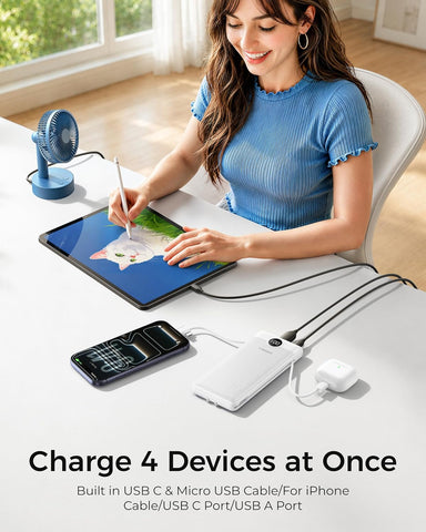 VEGER Portable Charger for iPhone, Power Bank Built in Cables and Wall Plug