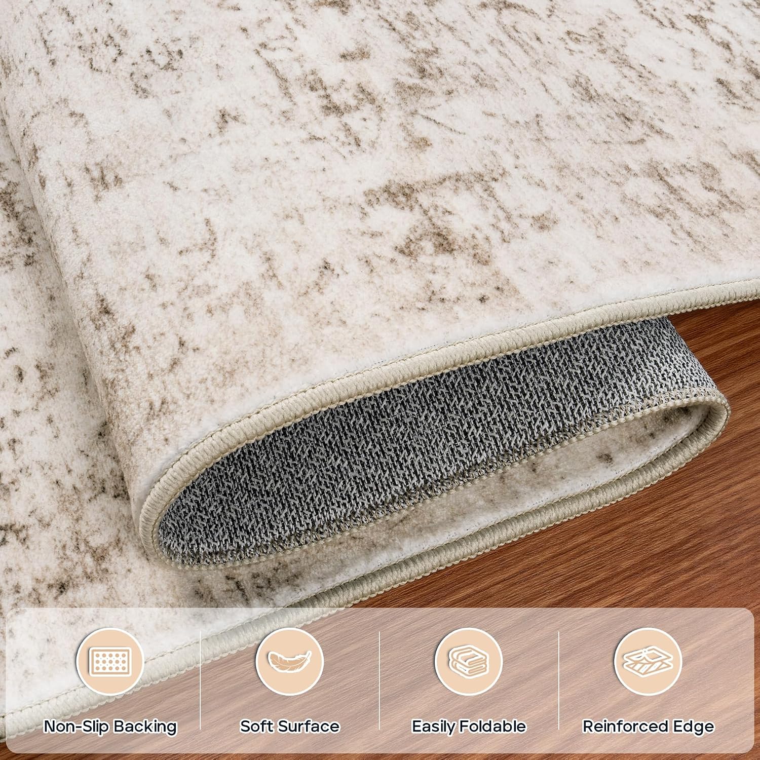 5x7 Area Rugs for Living Room Bedroom Dining Room Washable Beige Ivory