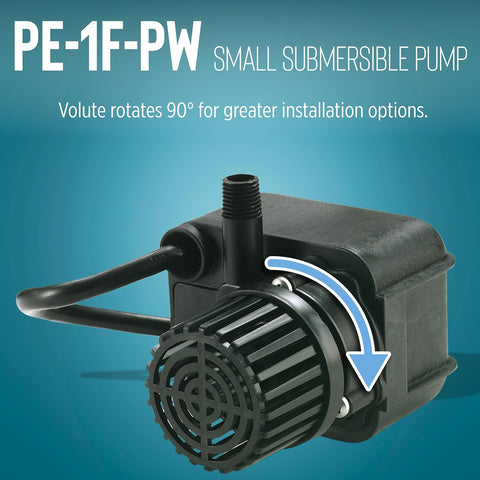 Little Giant PE-1F-PW 115 Volt, 1/125 HP, 170 GPH Submersible Direct Drive Fountain Pump with 15-Ft. Cord, Black, 566608