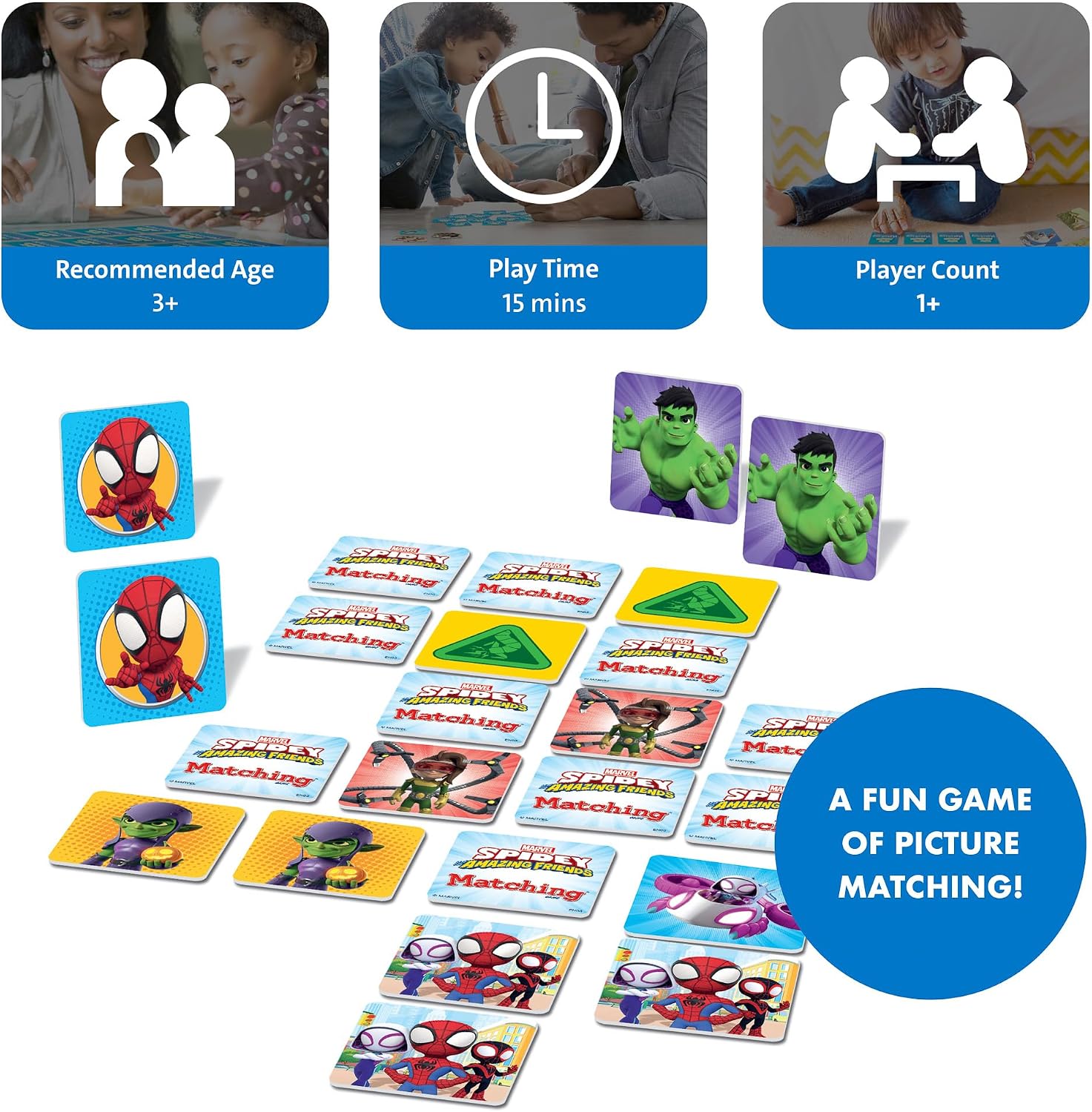 Wonder Forge Marvel Spidey and His Amazing Friends Matching Game - Educational Memory Game for Kids Ages 3+ - Fun for Toddler Boys and Girls Featuring Spiderman and Friends