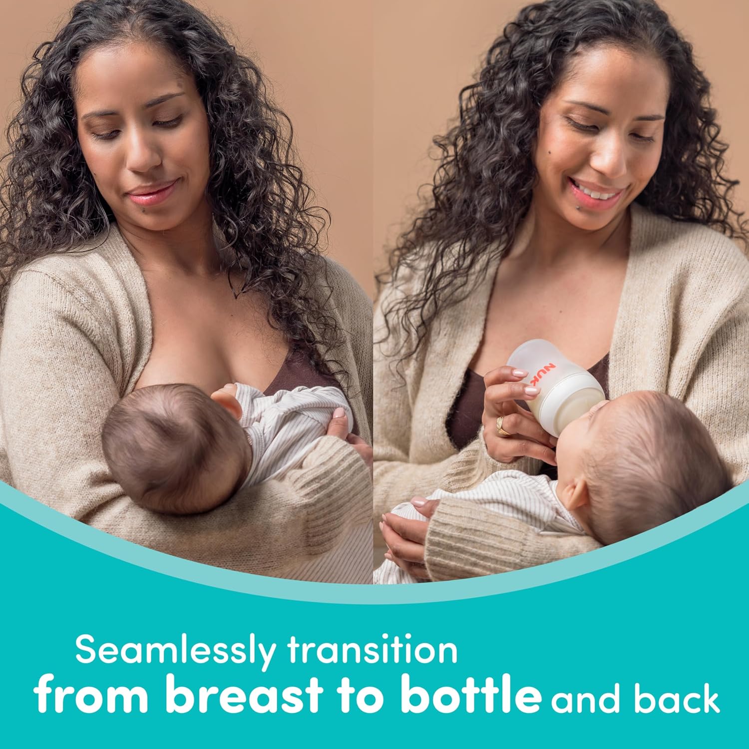 NUK Perfect Match Natural + Anti-Colic Bottle, 8 oz, 4 Pack