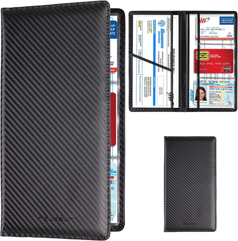 TOURSUIT Car Registration & Insurance Card Holder, Carbon Fiber Black