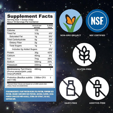 Vega Protein + Recovery, Mocha – 30g Vegan Protein, Dairy & Gluten Free, Probiotics, NSF Certified, 28.8 oz (19 Servings)