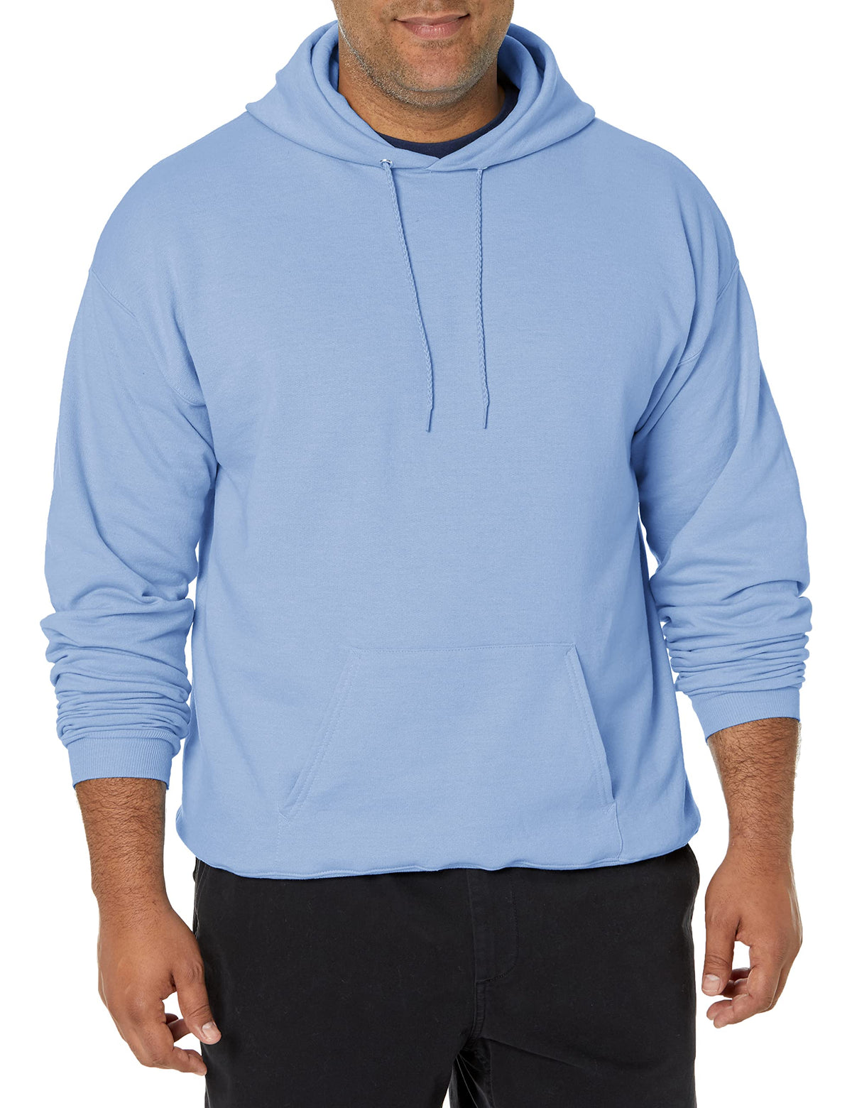 Hanes Men's Pullover EcoSmart Hooded Sweatshirt, Light Blue, Large