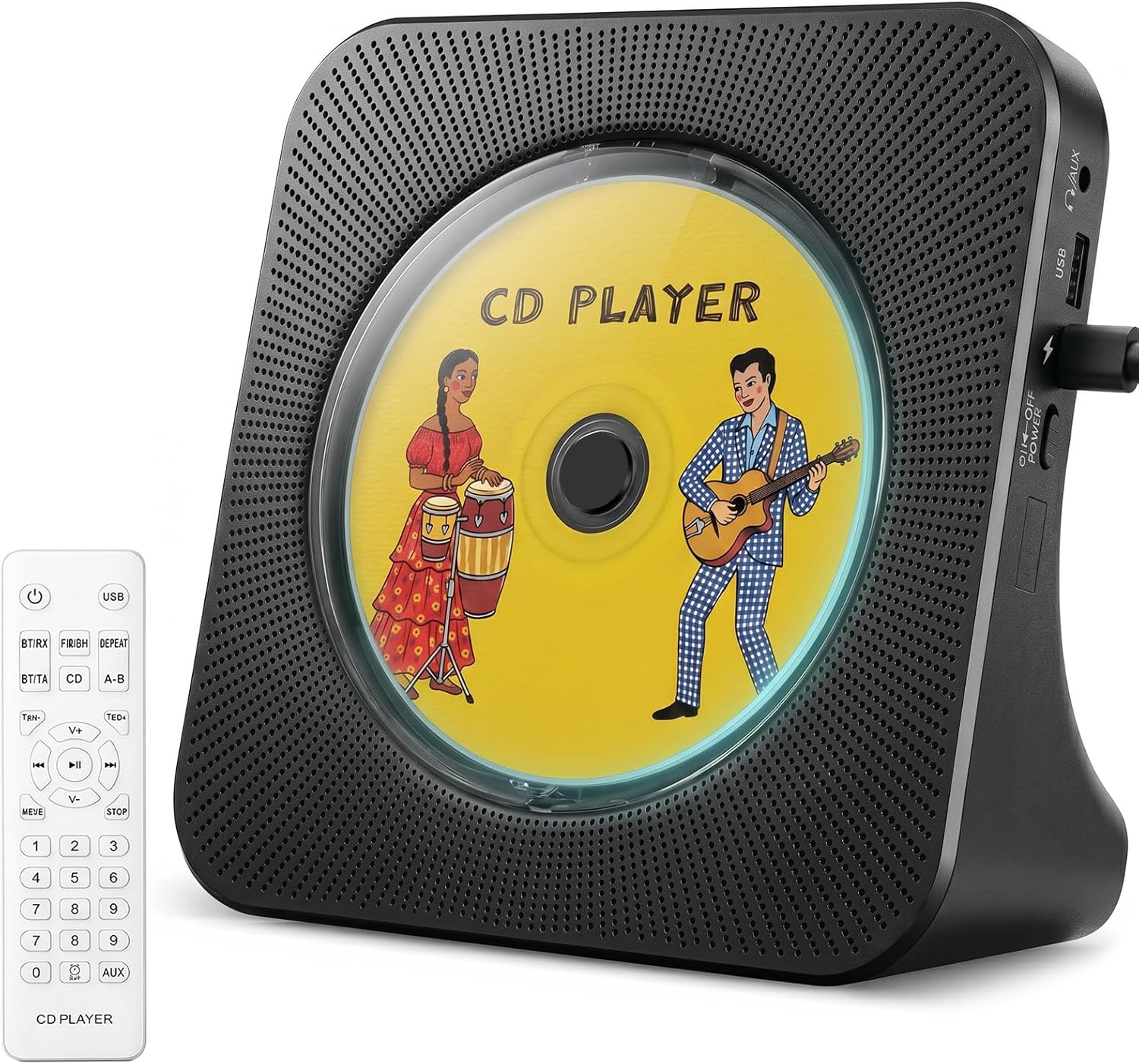 Gueray CD Player Portable Bluetooth Desktop CD Player for Home (Black)