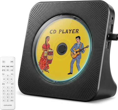 Gueray CD Player Portable Bluetooth Desktop CD Player for Home (Black)