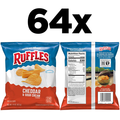 Ruffles Cheddar & Sour Cream Flavored Potato Chips, 1.5 Ounce (Pack of 64)