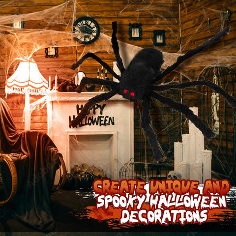 Halloween Decorations Giant Spider, 6.6 Ft Fake Halloween Decor Spiders Large, Furry Spiders for Outdoor Indoor Yard Home Costumes Party House Décor (1 Pack)