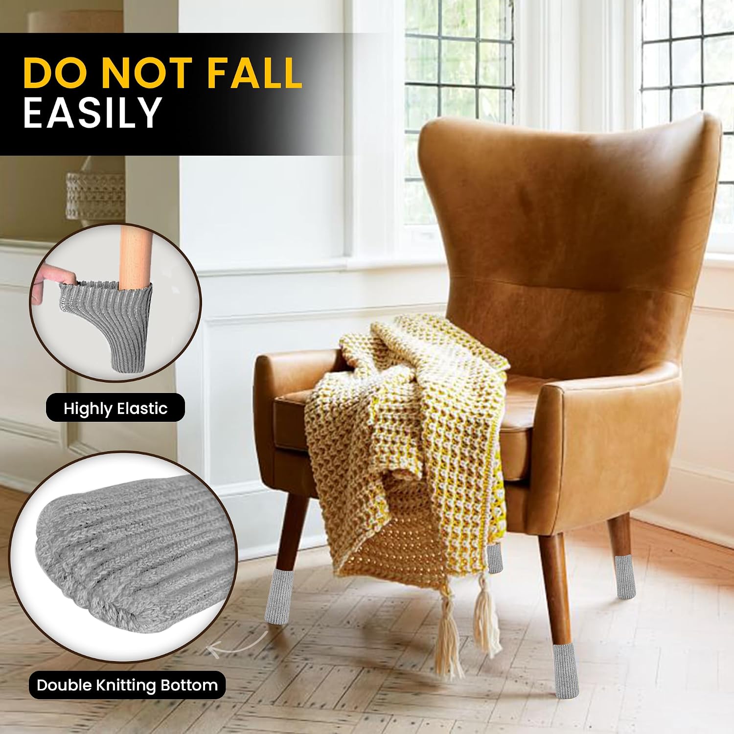 Chair Leg Socks 48/80 Pcs Grey Furniture Leg Covers Floor Protectors