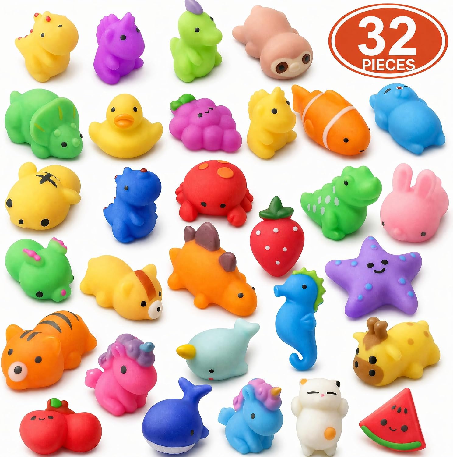 nobasco Squishies, 32 Pack Mochi Squishy Toys - Kawaii Cat Squishys Slow Rising Animals - Party Favors, Goodie Bag, Birthday Gifts, Mini Squishies Stress Reliever Toy