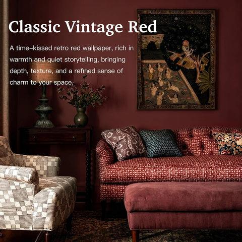 Dimoon 78.7"x17.7" Peel and Stick Wallpaper Dark Red Contact Paper Environmentally Friendly Materials Thickening Upgrade Embossed Renter Friendly Wall Paper Modern Vinyl Wrap for Countertop Bedroom