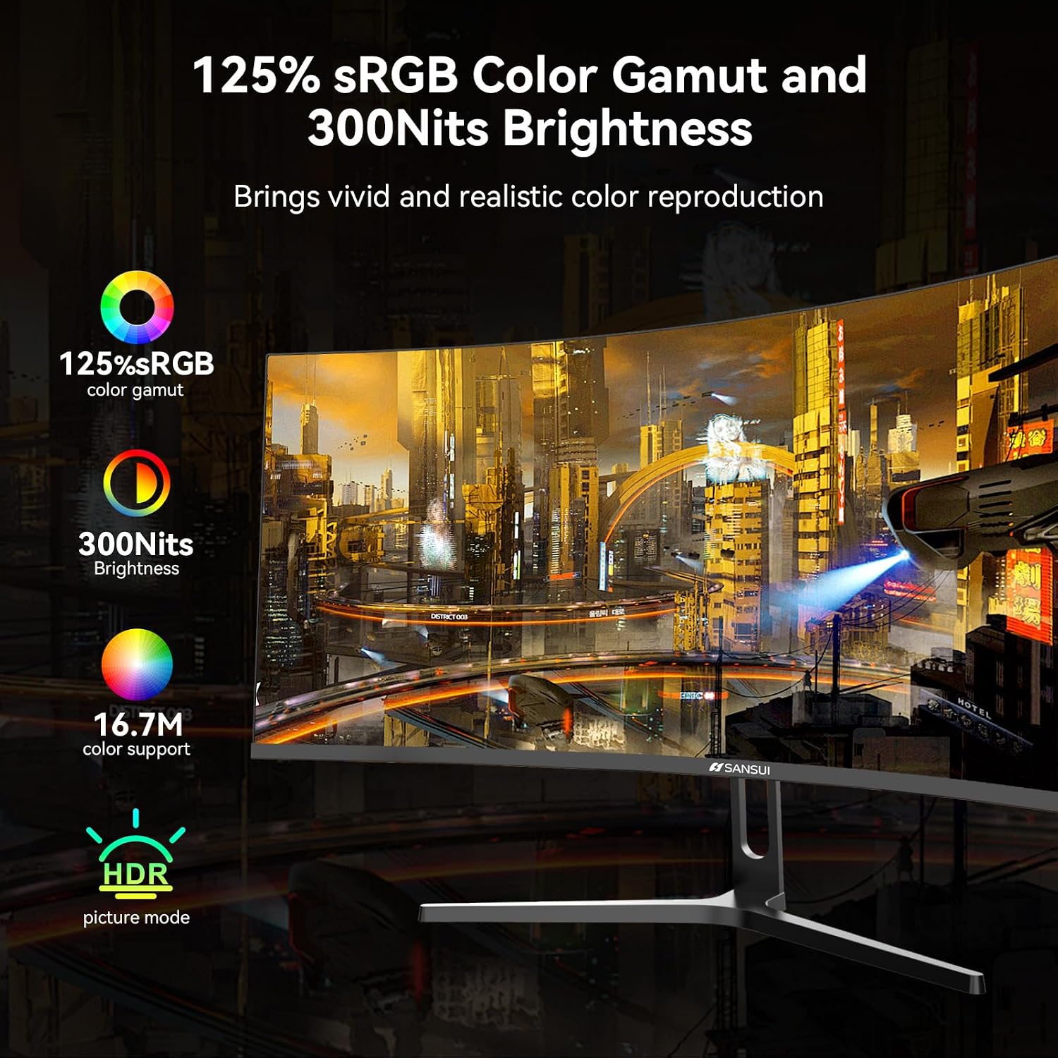 SANSUI 32 Inch Curved 240Hz Gaming Monitor High Refresh Rate, FHD 1080P