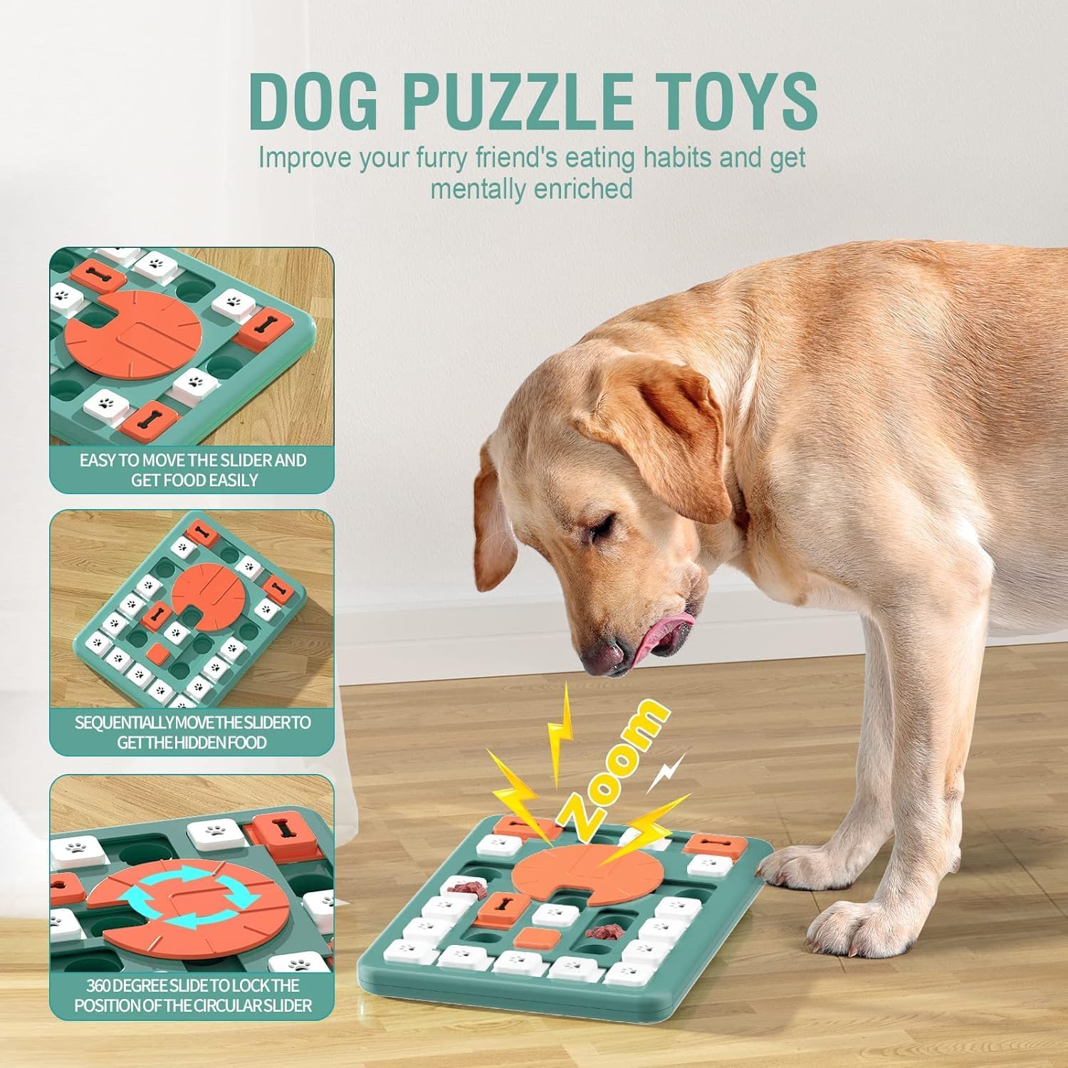 Dog Puzzle Toys, Treat Dispensing Dog Enrichment Toys for IQ Training and Brain Stimulation, Interactive Mentally Stimulating Toys as Gifts for Puppies, Cats, Dogs (L-Level 4)