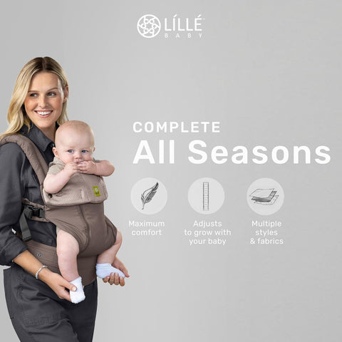 LÍLLÉbaby Complete All Seasons Ergonomic 6-in-1 Baby Carrier Infant to Toddler with Lumbar Support (7-45 Pounds), 360 Degree Baby Wearing & Multi-Position, Inward & Outward Facing (Bark)