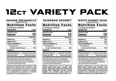 REIGN Total Body Fuel Variety Pack, Orange Dreamsicle, Reignbow Sherbet, White Gummy Bear, Fitness & Performance Drink, 16 Fl Oz (Pack of 12)