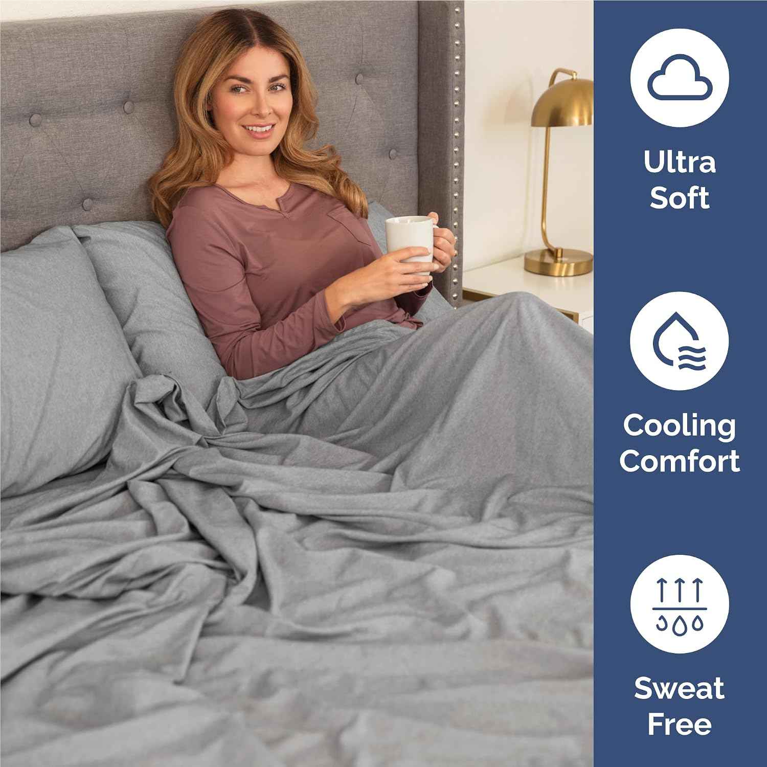 Full Size 4 Piece Sheet Set - Breathable & Cooling Sheets - Heathered Grey