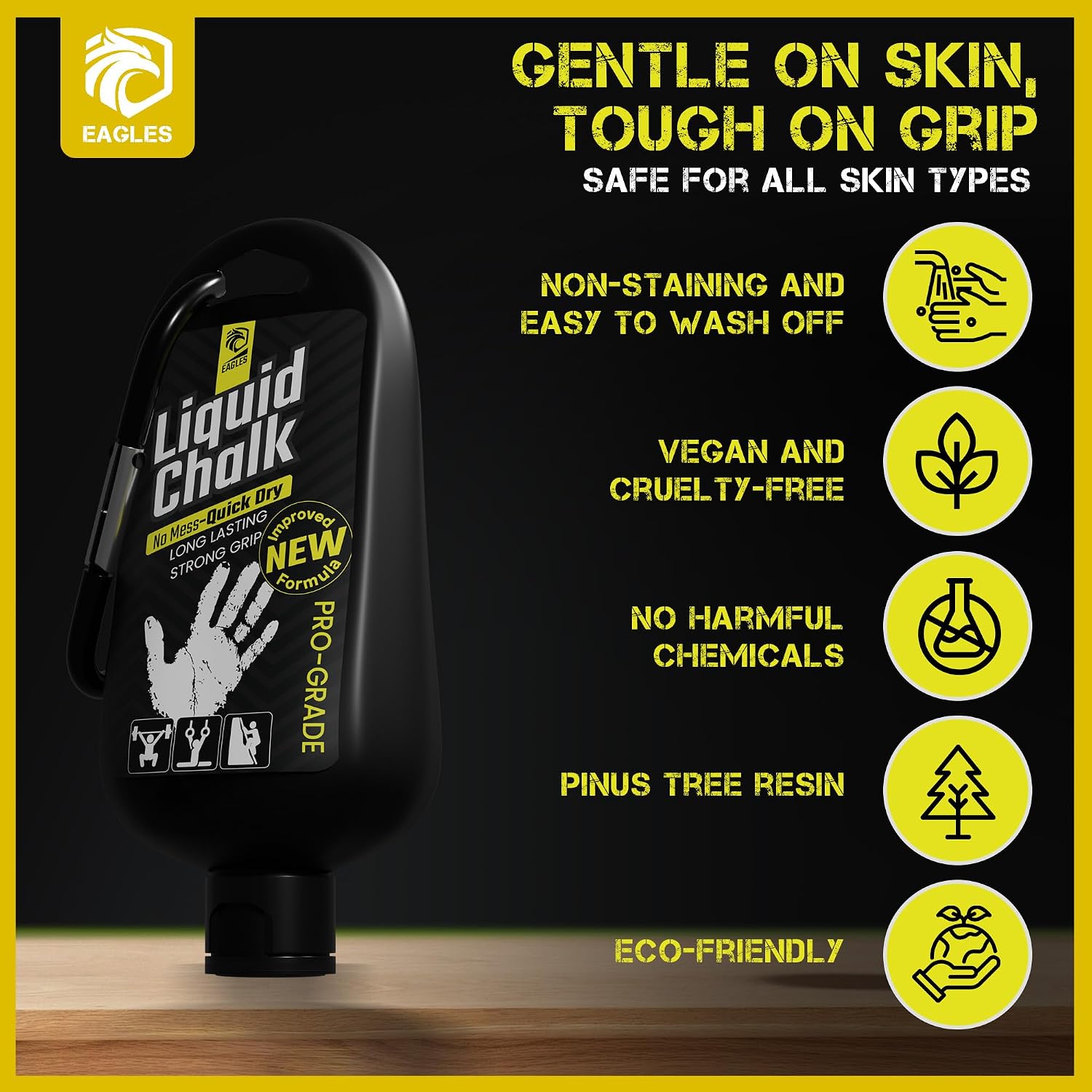 EAGLES Pro Grade Gym Liquid Chalk 60, 120 or 280ml & Clear Dry Hand Mess-Free Chalk for Weightlifting, Gymnastics Rock Climbing, Pole Grip, Sports Dries in Seconds - Sweat-Resistant and Long Lasting