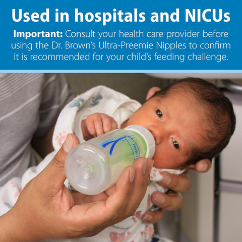 Dr. Brown's Narrow Anti-Colic Ultra-Preemie Baby Bottle Nipple, 0m+, 6-Pack