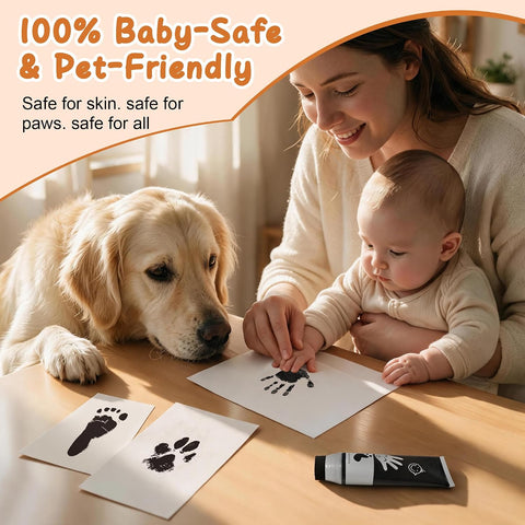 Baby Hand and Footprint Paint with Sponge Head, Washable Paint, Black