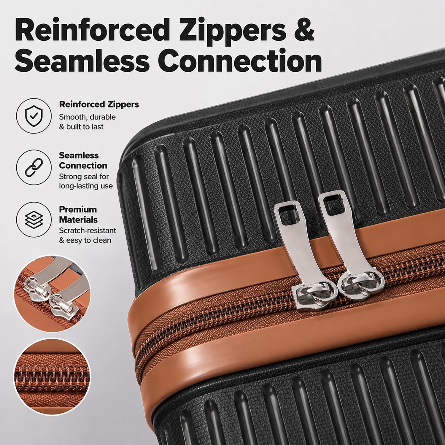 CONCEPTEN Luggage Sets 5 Piece,PP Suitcase Set with Spinner Wheels,TSA Lock