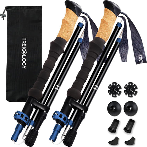 Trekology Trek-Z Cork Grip Collapsible Lightweight Hiking Trekking Poles