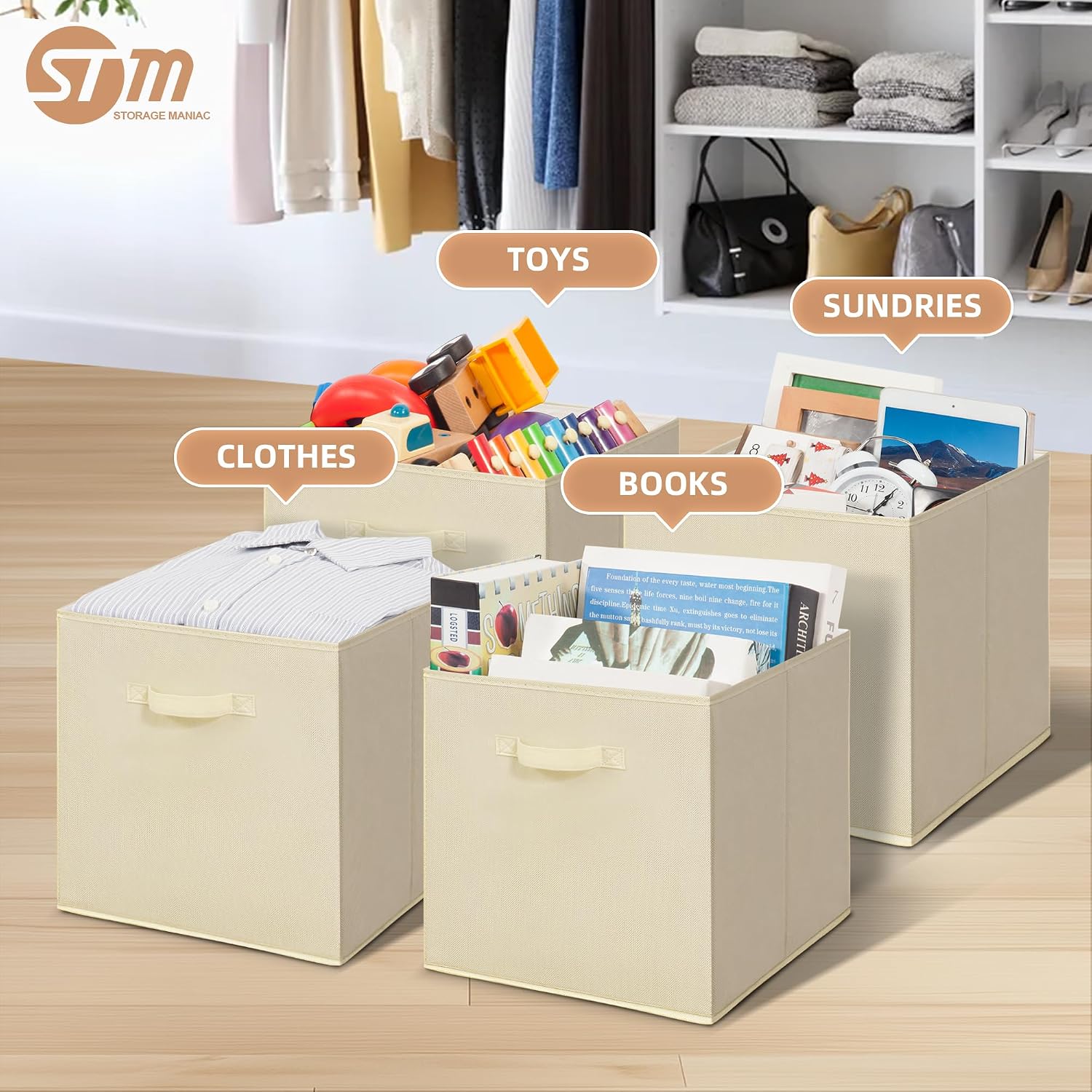 STORAGE MANIAC Storage Cubes, 13 Inch 10 Pack Collapsible Fabric Shelf Bins