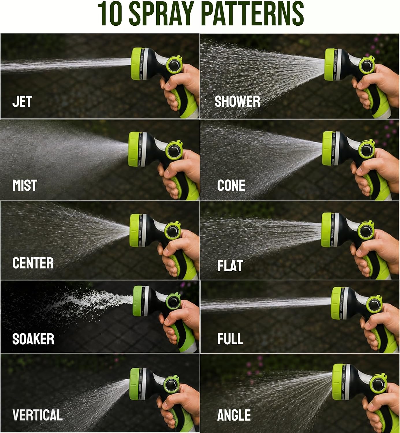 Garden Hose Nozzle Heavy Duty - 10 Patterns Garden Hose Sprayer Nozzle