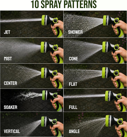 Garden Hose Nozzle Heavy Duty - 10 Patterns Garden Hose Sprayer Nozzle