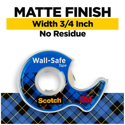 Scotch Wall-Safe Tape, 2 Dispensered Rolls, Sticks Securely, Removes Cleanly, Invisible, Designed for Displaying, Photo Safe, 3/4 in x 600 in (183-DM2)