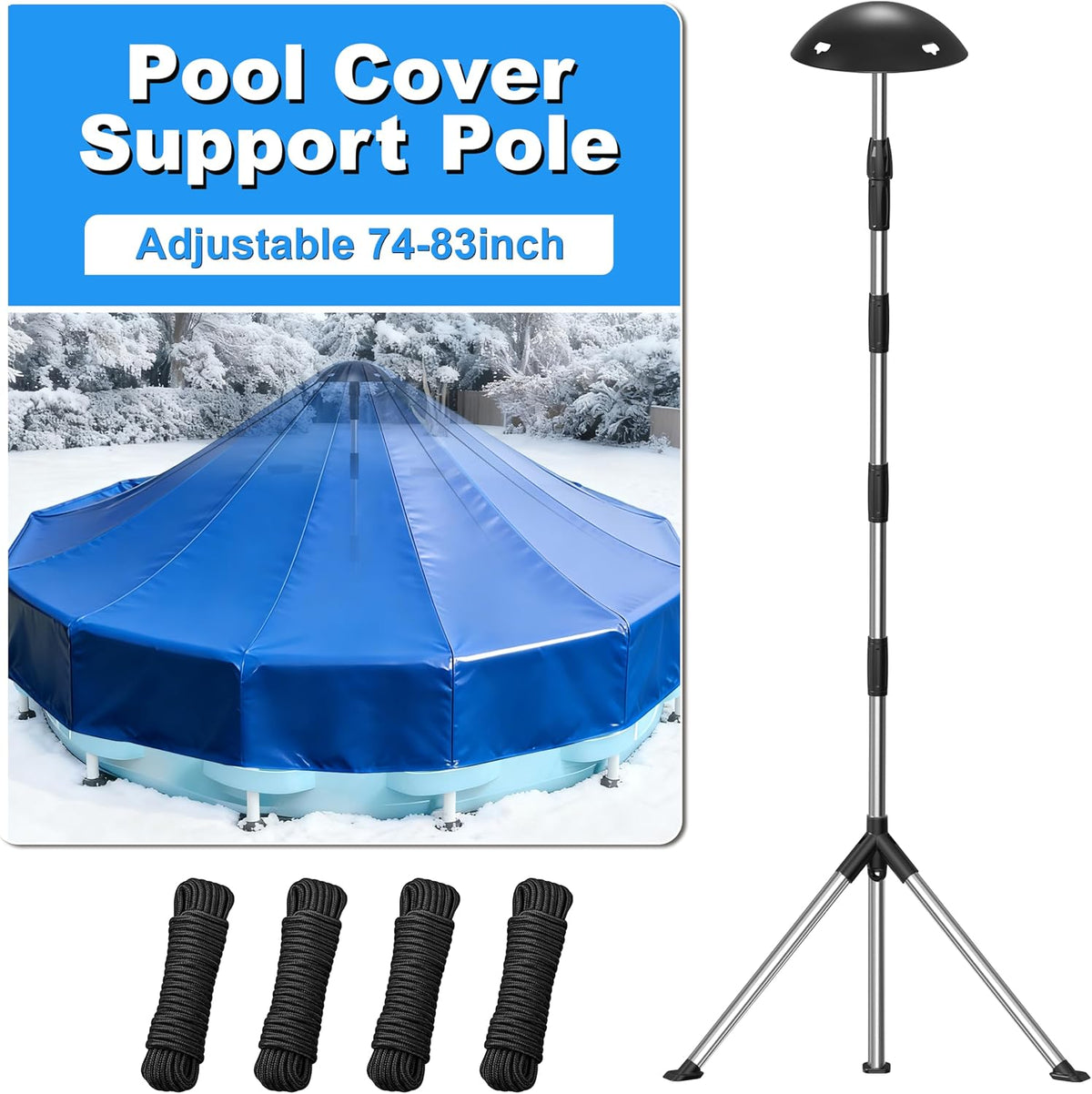 Metal Pool Cover Support Pole: Never Inflate - No Air Leaks All Winter