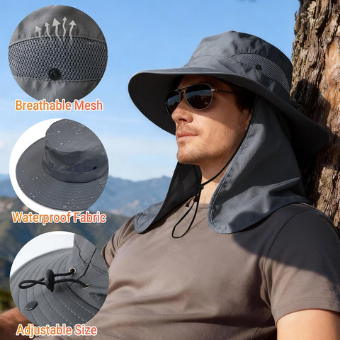 NPQQUAN Sun Hats for Men Women with Neck Flap UPF 50+ UV Protection