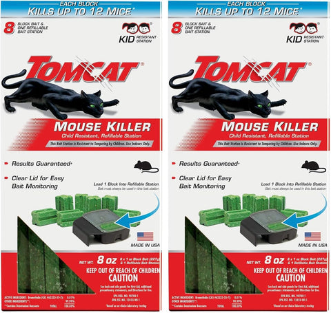 Tomcat Mouse Killer, Child Resistant, Disposable Station, 2 Stations
