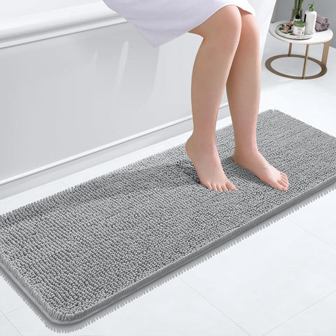 OLANLY Bathroom Runner Rugs 47x17, Extra Soft Absorbent Chenille Bath Rugs