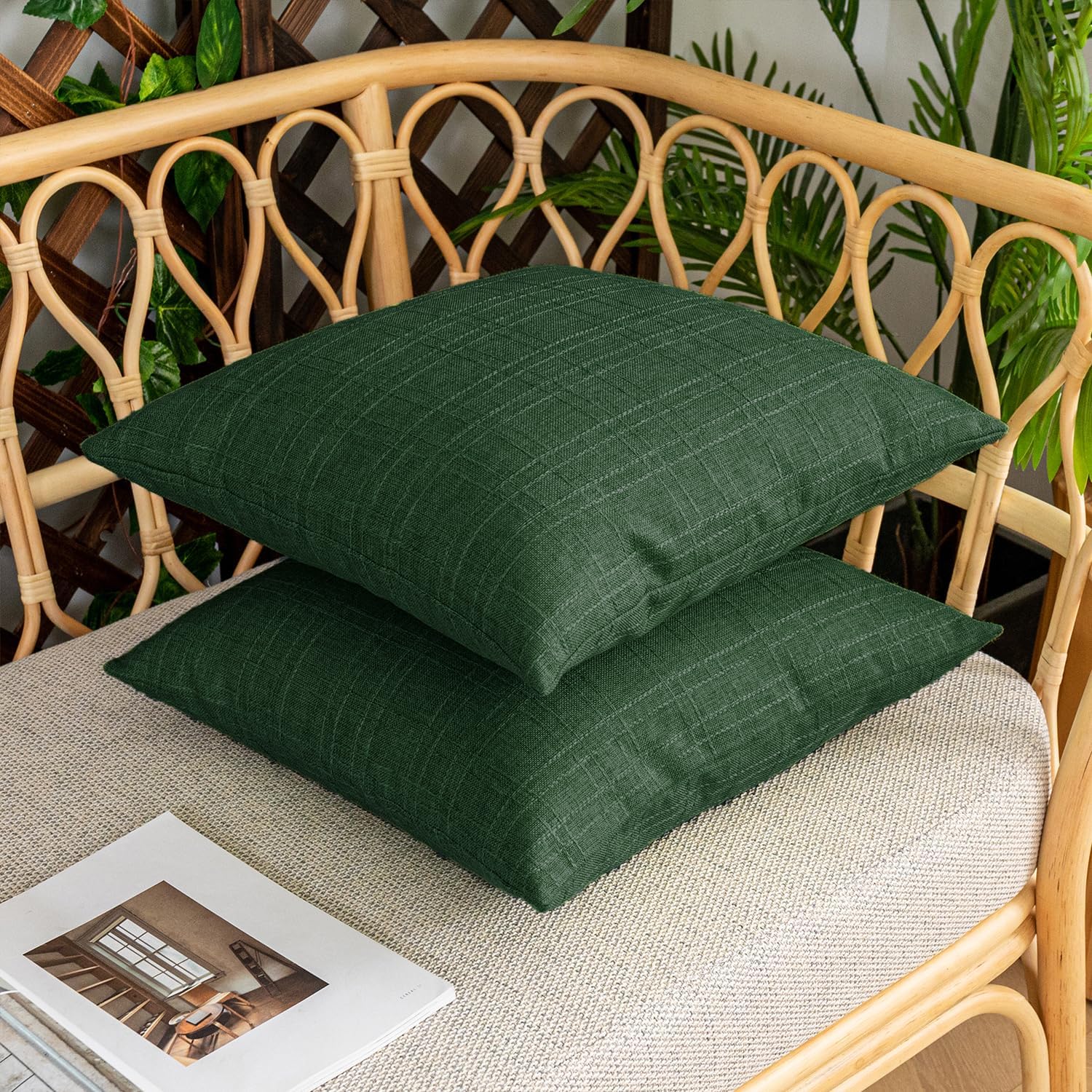 Kevin Textile Outdoor Waterproof 14”x24” Pillow Covers 2 Pack, Army Green