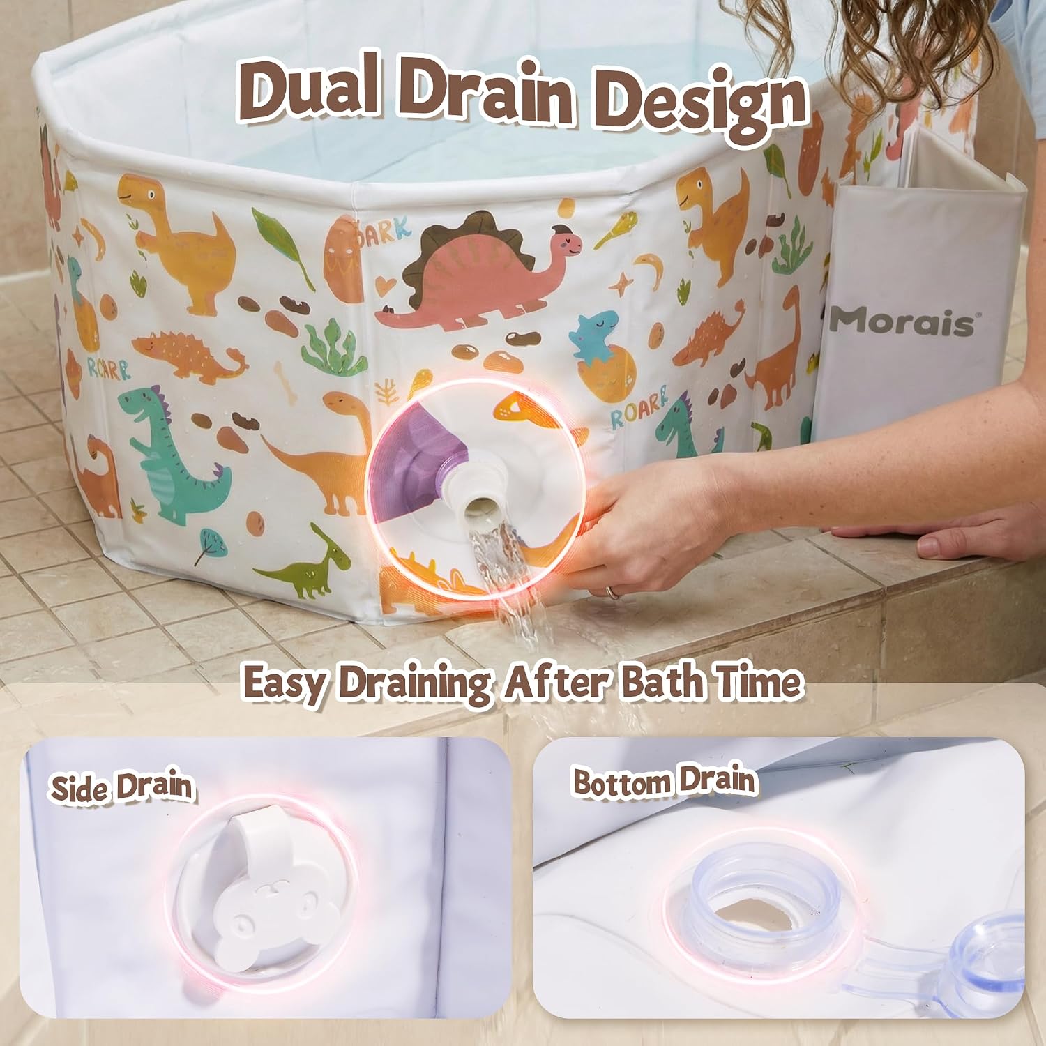 MORAIS Collapsible Baby Bathtub, Toddler Bathtub for Shower